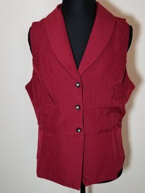 Faith and Joy Womens Large Burgundy Button Up Vest Business Office City NWOT